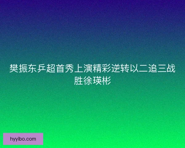 樊振东乒超首秀上演精彩逆转以二追三战胜徐瑛彬