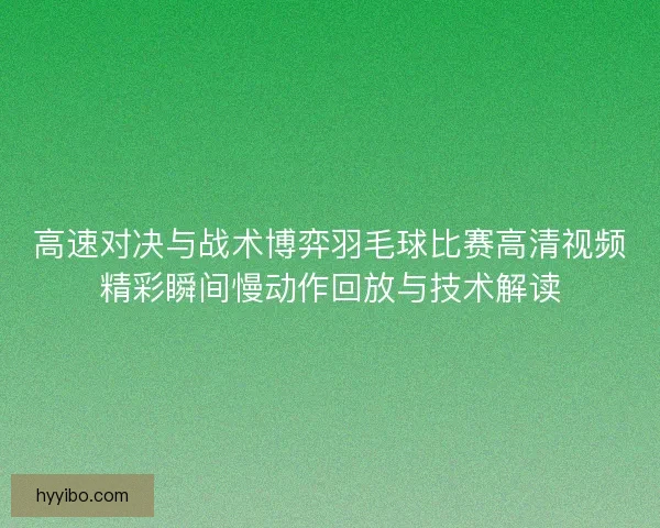 高速对决与战术博弈羽毛球比赛高清视频精彩瞬间慢动作回放与技术解读